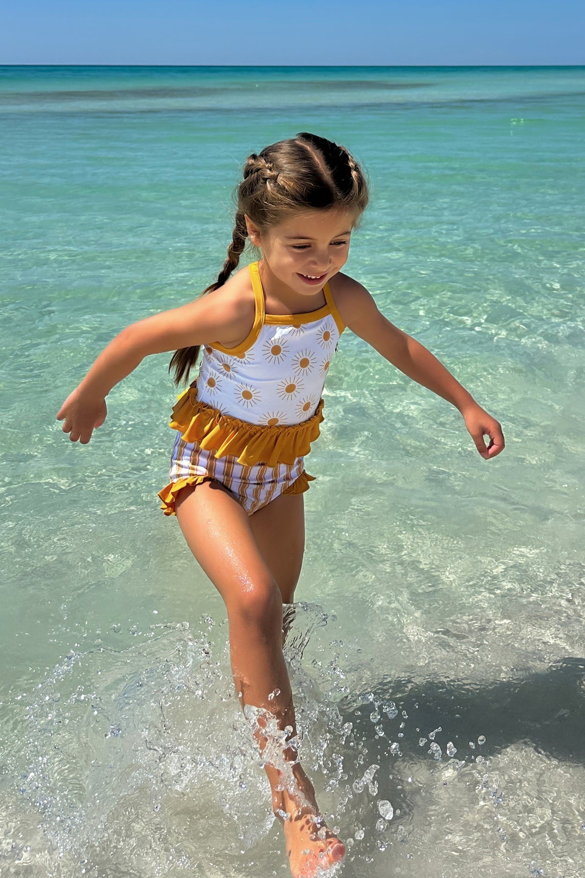 LB Girl's Swim Tankini Set (gold suns) FINAL SALE