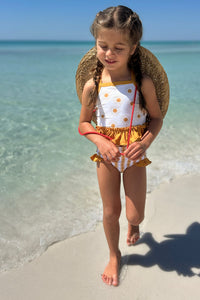 LB Girl's Swim Tankini Set (gold suns) FINAL SALE