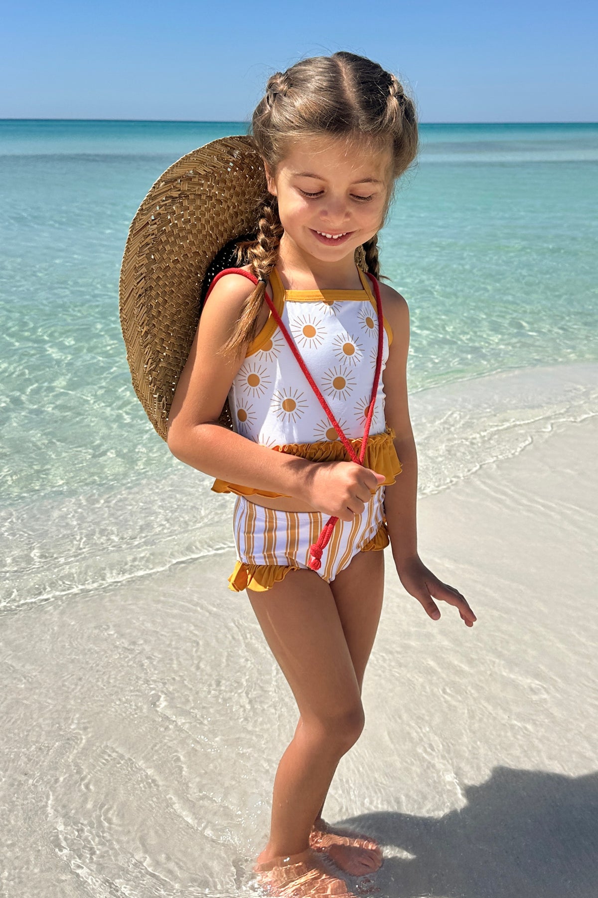 LB Girl's Swim Tankini Set (gold suns) FINAL SALE