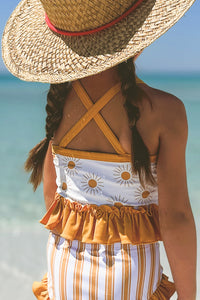 LB Girl's Swim Tankini Set (gold suns) FINAL SALE