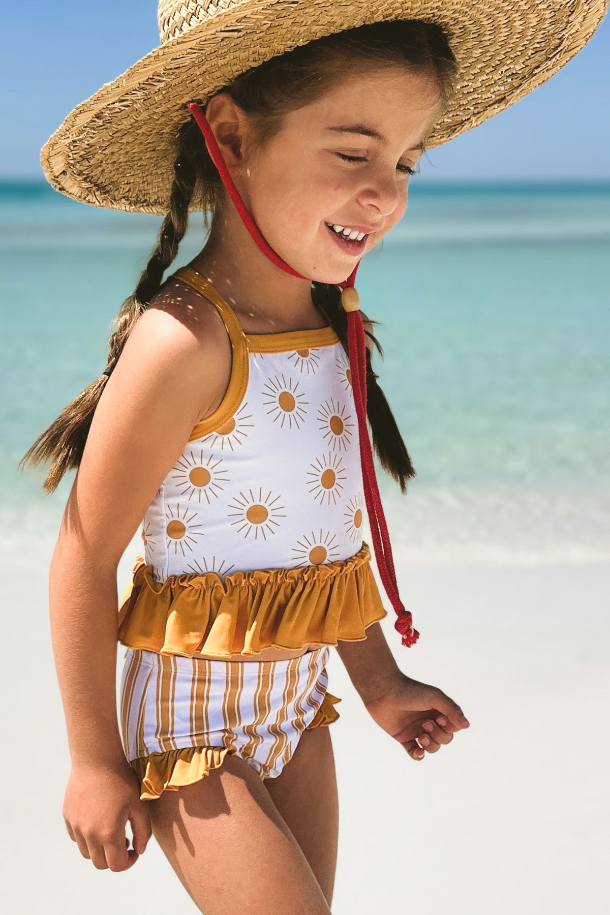 LB Girl's Swim Tankini Set (gold suns) FINAL SALE