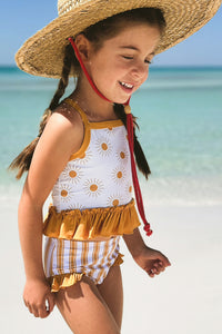LB Girl's Swim Tankini Set (gold suns) FINAL SALE