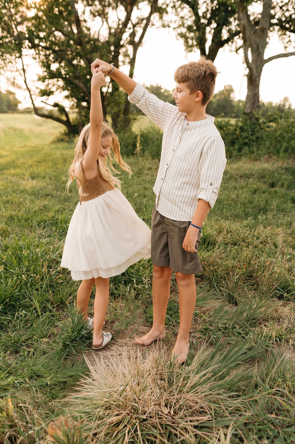 SS Boy's Top Ty Shirt (driftwood stripe linen)