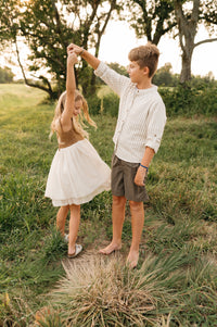 SS Boy's Top Ty Shirt (driftwood stripe linen)