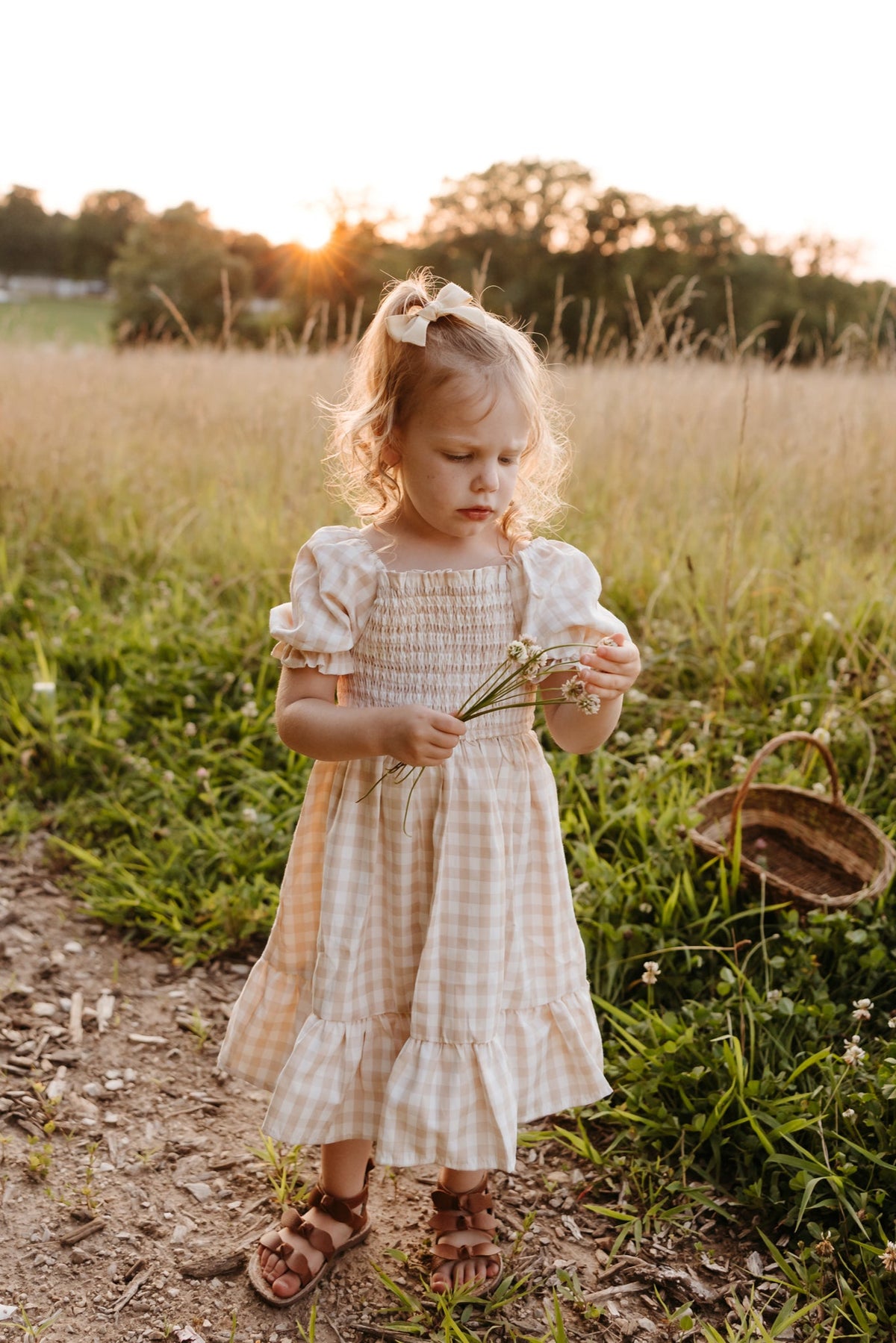 SS Girl's Dress Karina Dress (tan gingham)