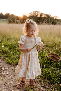 SS Girl's Dress Karina Dress (tan gingham)