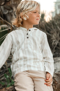 SS Boy's Top Knox Hoodie (desert stripe linen)