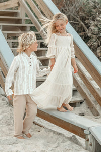 SS Boy's Top Knox Hoodie (desert stripe linen)
