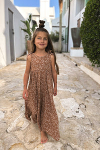 LB Girl's Dress Liza Maxi (cocoa sprigs) FINAL SALE