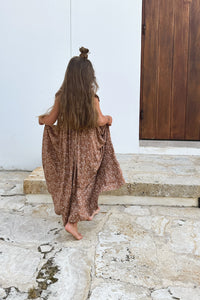 LB Girl's Dress Liza Maxi (cocoa sprigs) FINAL SALE