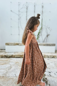 LB Girl's Dress Liza Maxi (cocoa sprigs) FINAL SALE