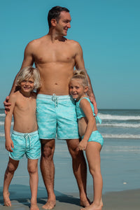 LB Men's Swim Men's Surf Shorts (aqua waves)