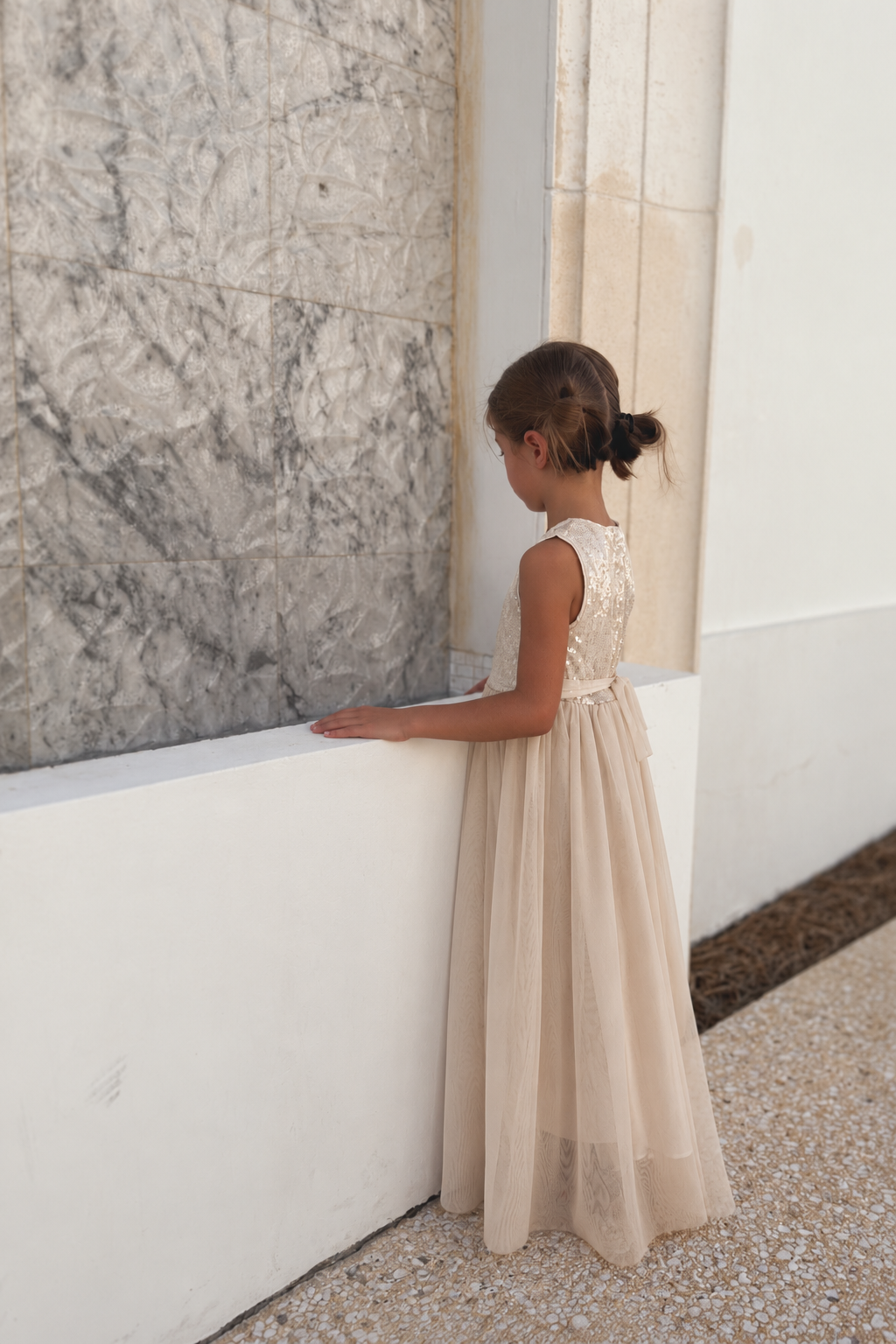 SS Girl's Dress Noelle Dress (sequin natural tulle)