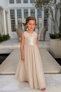 SS Girl's Dress Noelle Dress (sequin natural tulle)
