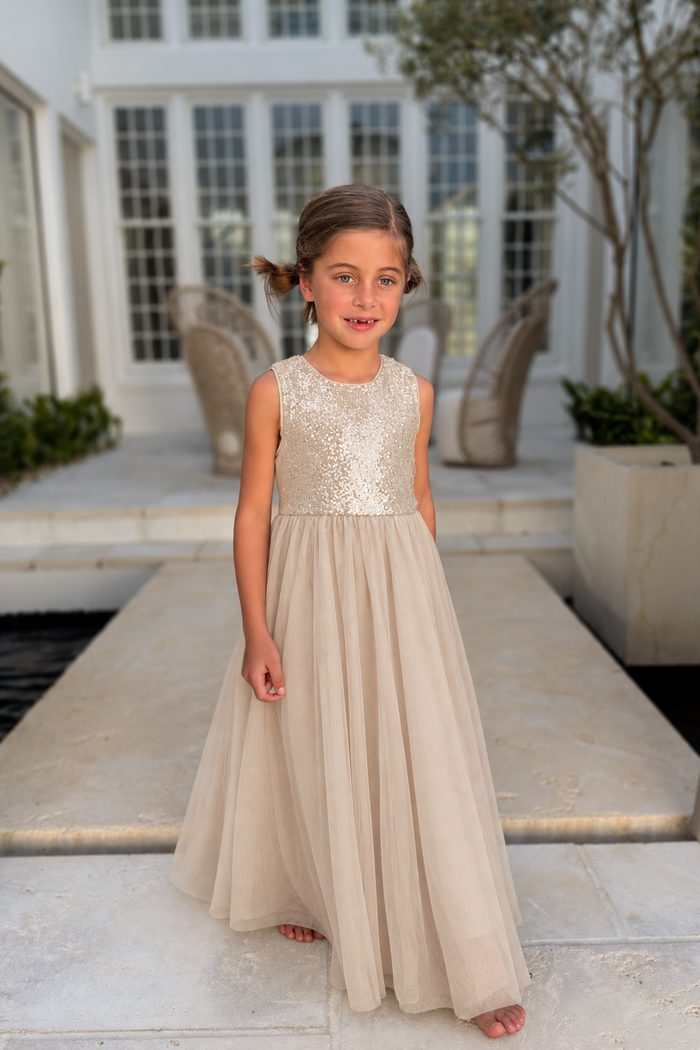 SS Girl's Dress Noelle Dress (sequin natural tulle)