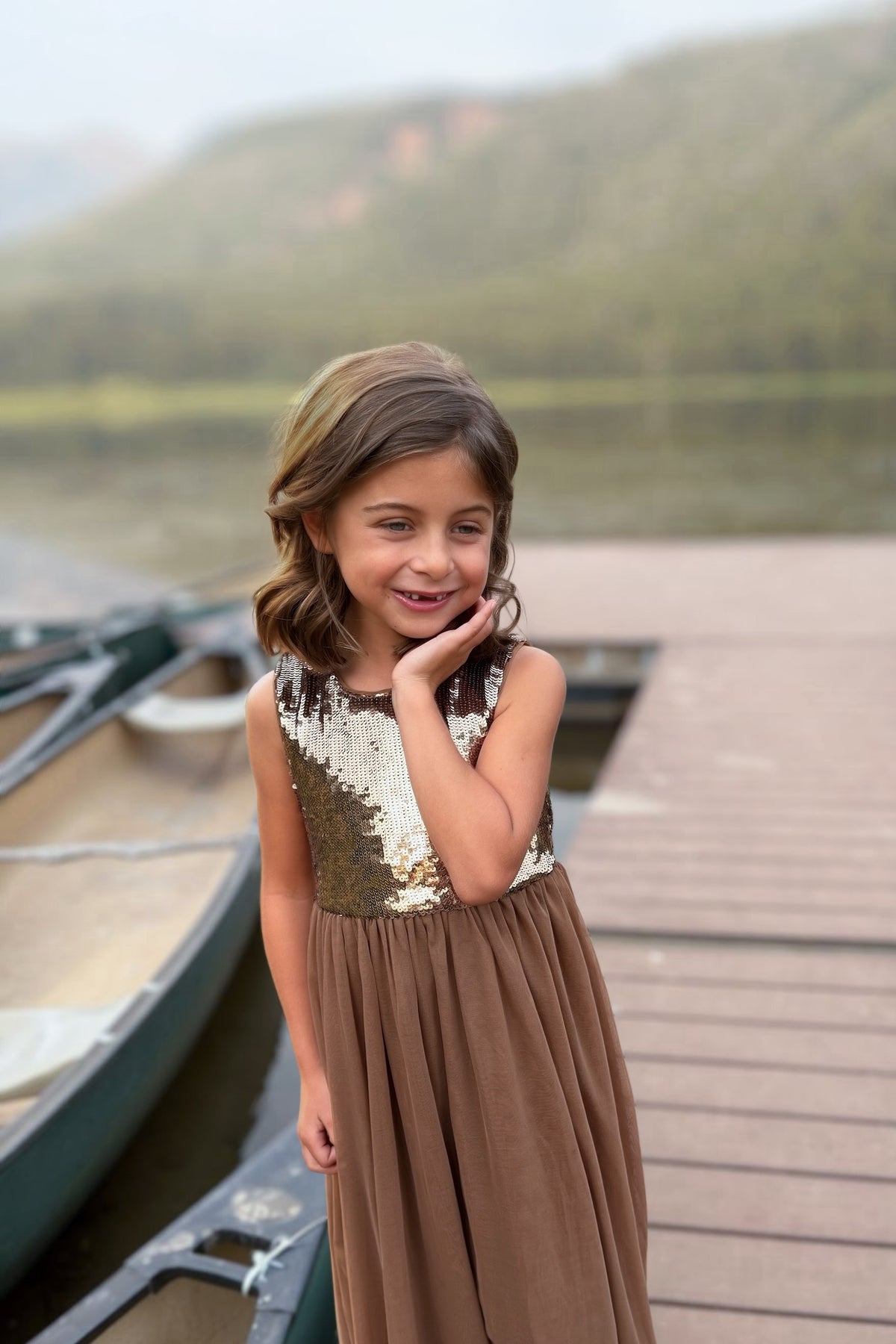 SS Girl's Dress Noelle Dress (sequin cocoa tulle)
