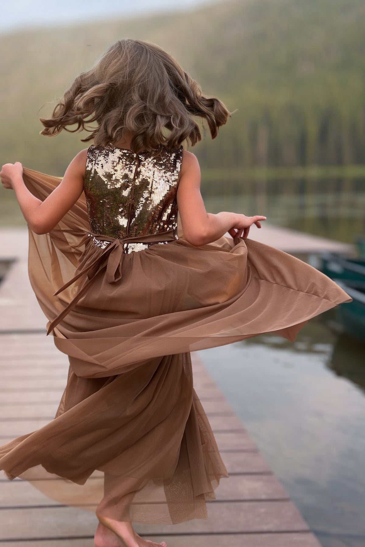 SS Girl's Dress Noelle Dress (sequin cocoa tulle)