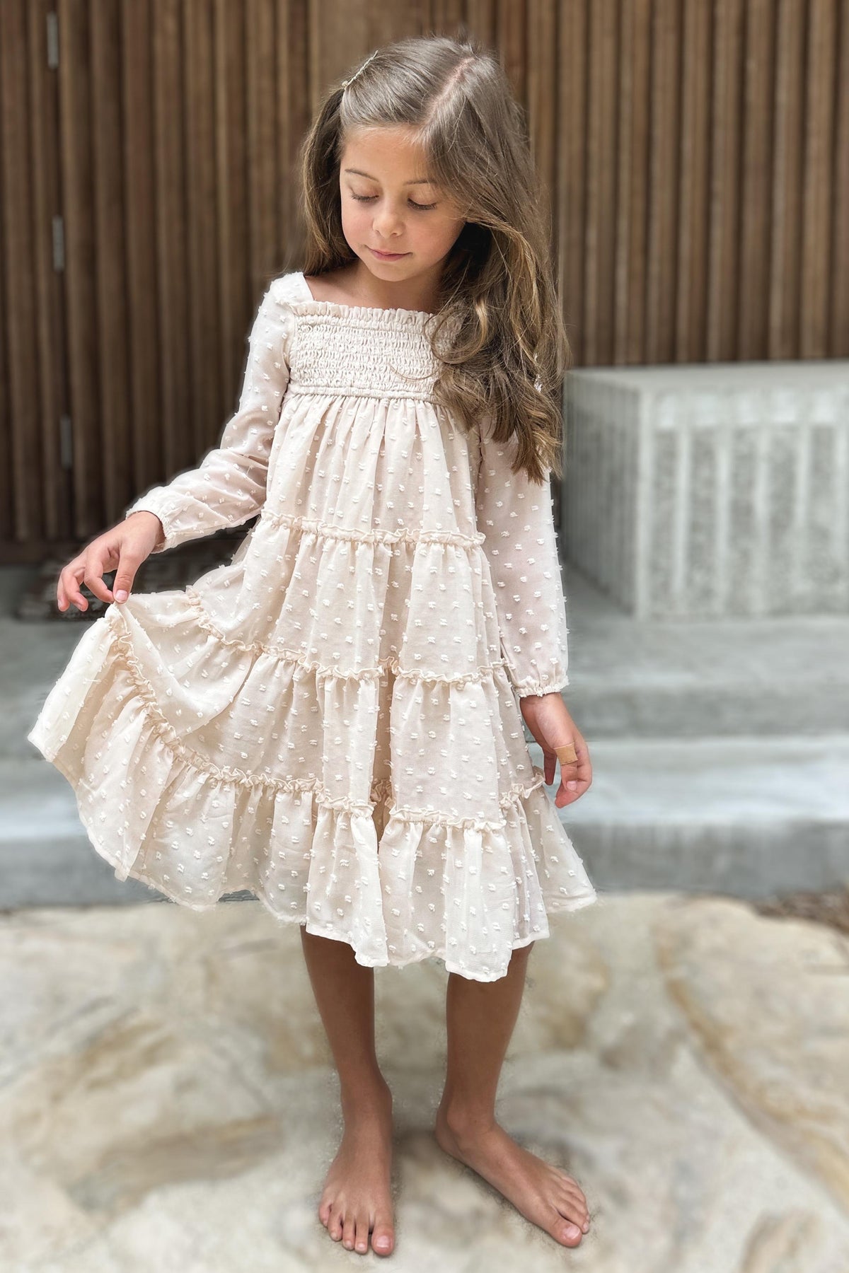 SS Girl's Dress Nora Dress (natural swiss dot)