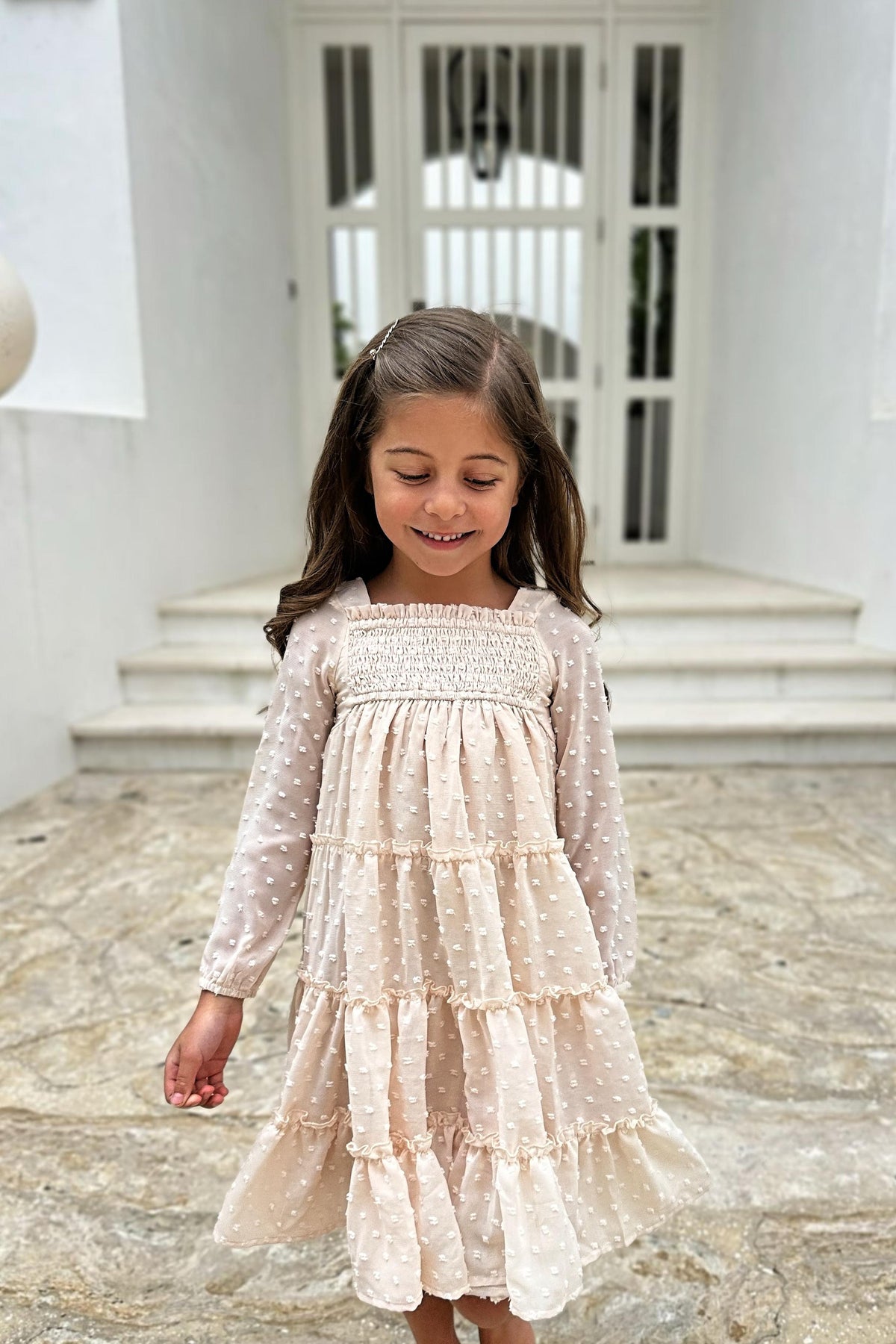 SS Girl's Dress Nora Dress (natural swiss dot)
