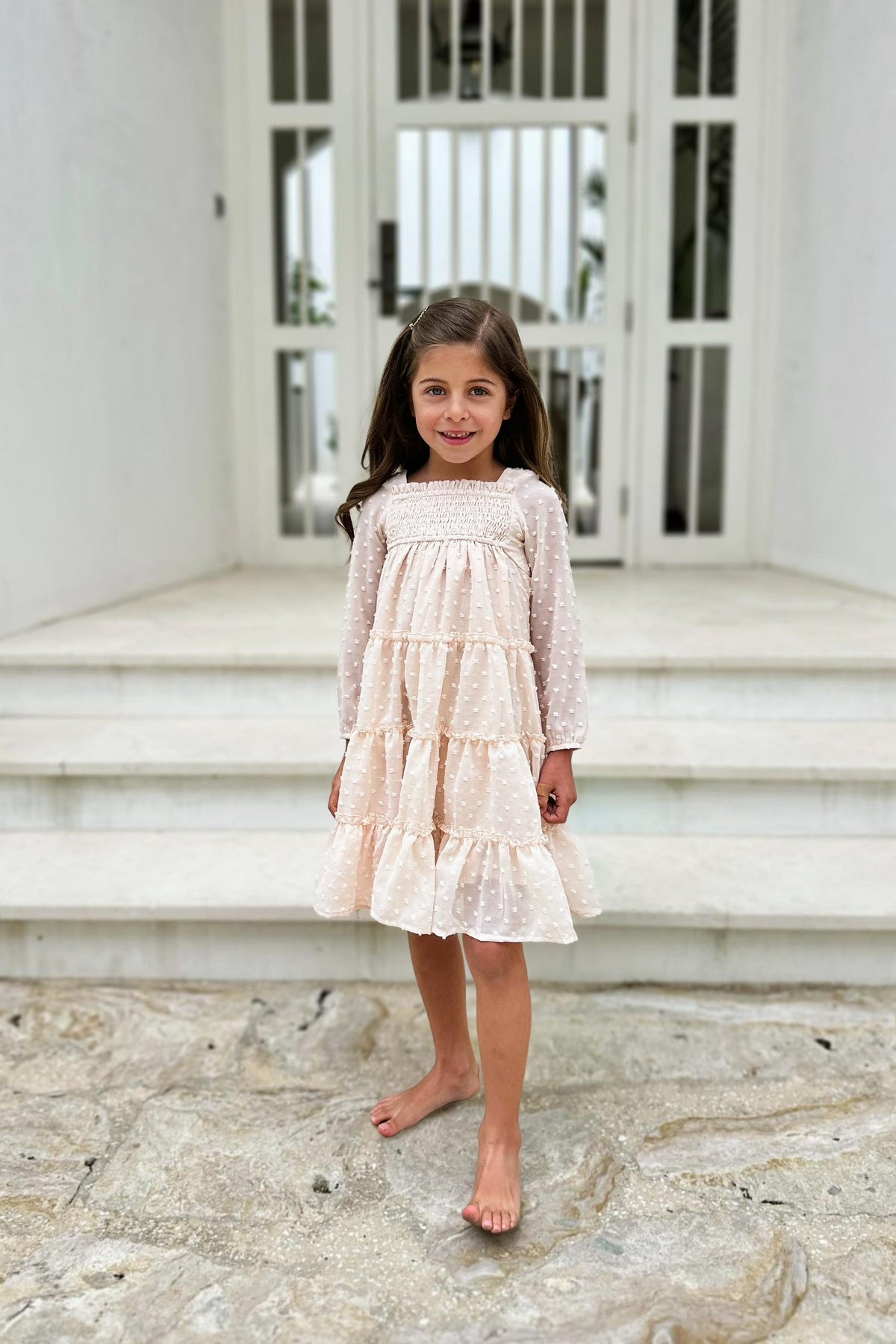 SS Girl's Dress Nora Dress (natural swiss dot)