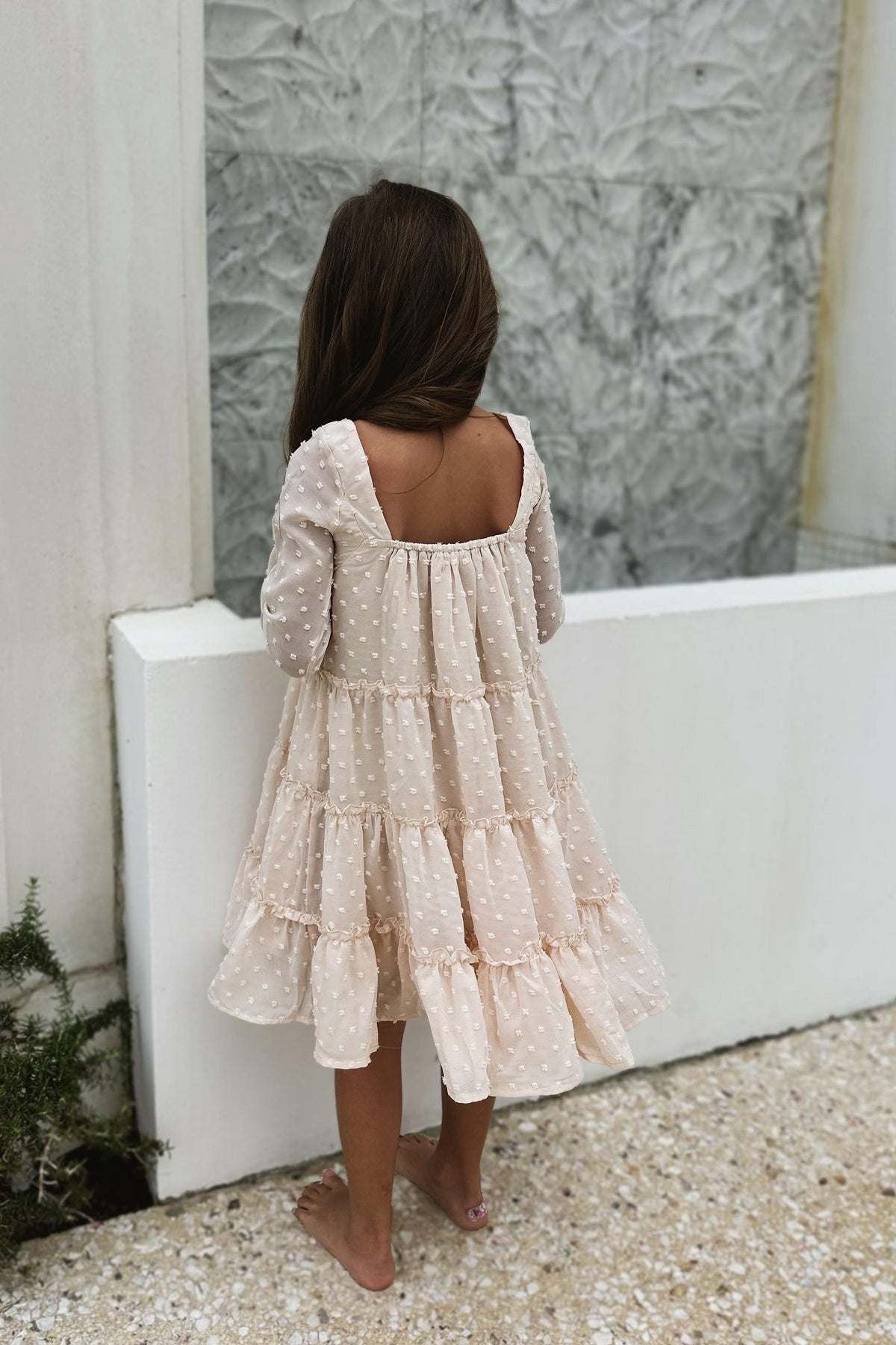 SS Girl's Dress Nora Dress (natural swiss dot)