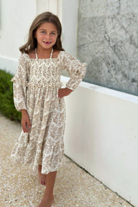 SS Girl's Dress Pippa Dress (mocha mist floral)