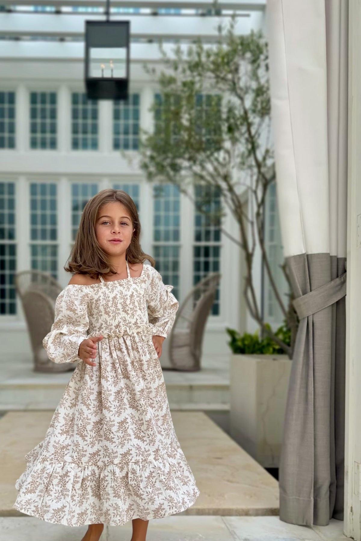 SS Girl's Dress Pippa Dress (mocha mist floral)
