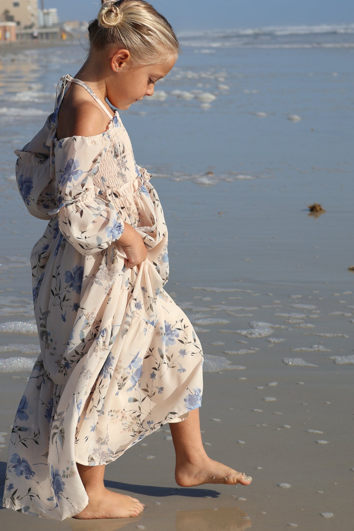 SS Girl's Dress Pippa Maxi (floral blue chiffon)