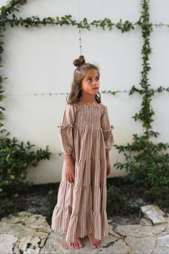 SS Girl's Dress Pippa Maxi (mocha stripe)