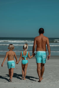 LB Girl's Swim Scoopback Set (aqua waves)