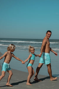 LB Girl's Swim Scoopback Set (aqua waves)
