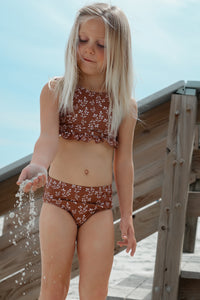 LB Girl's Swim Scoopback Set (cocoa sprigs)
