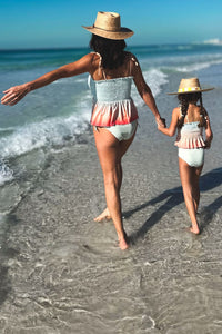 LB Women's Swim Women's Smocked Tankini Set (peach ombre)