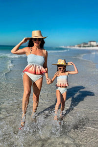 LB Women's Swim Women's Smocked Tankini Set (peach ombre)