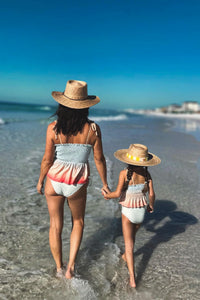 LB Girl's Swim Smocked Tankini Set (peach ombre)