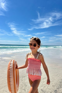 LB Girl's Swim Smocked Tankini Set (sunrise ombre)
