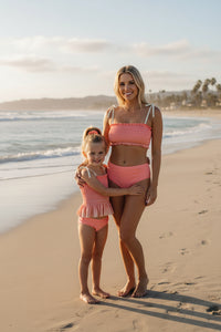LB Girl's Swim Smocked Tankini Set (sunrise ombre)