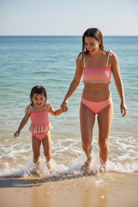 LB Girl's Swim Smocked Tankini Set (sunrise ombre)