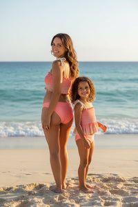 LB Girl's Swim Smocked Tankini Set (sunrise ombre)