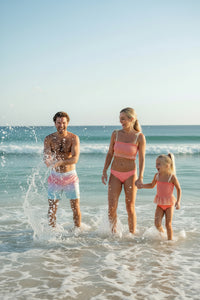 LB Girl's Swim Smocked Tankini Set (sunrise ombre)