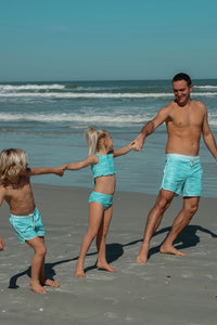 LB Boy's Swim Surf Shorts (aqua waves)