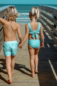 LB Boy's Swim Surf Shorts (aqua waves)