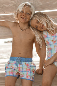 LB Boy's Swim Surf Shorts (plaid)
