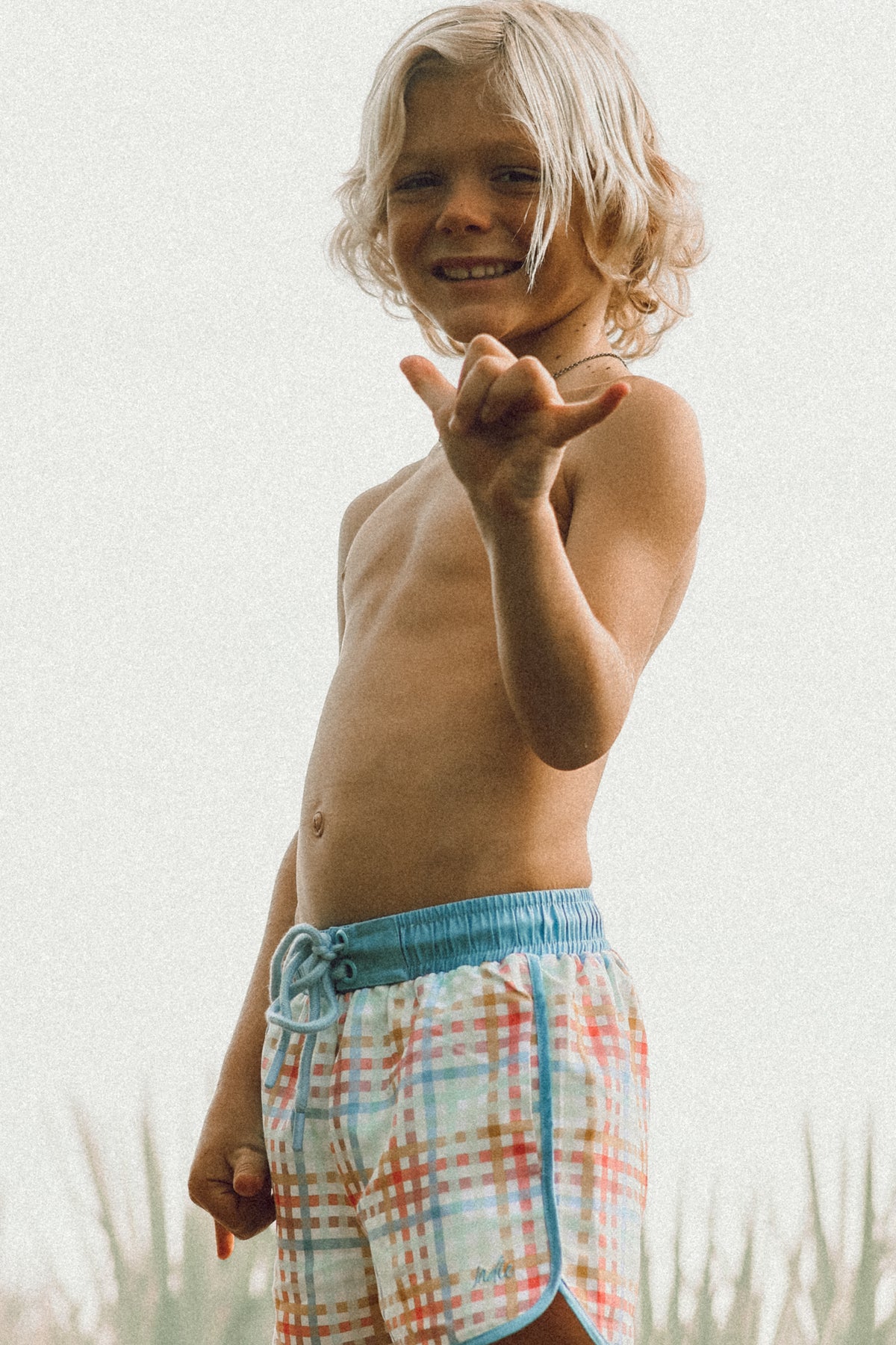 LB Boy's Swim Surf Shorts (plaid)