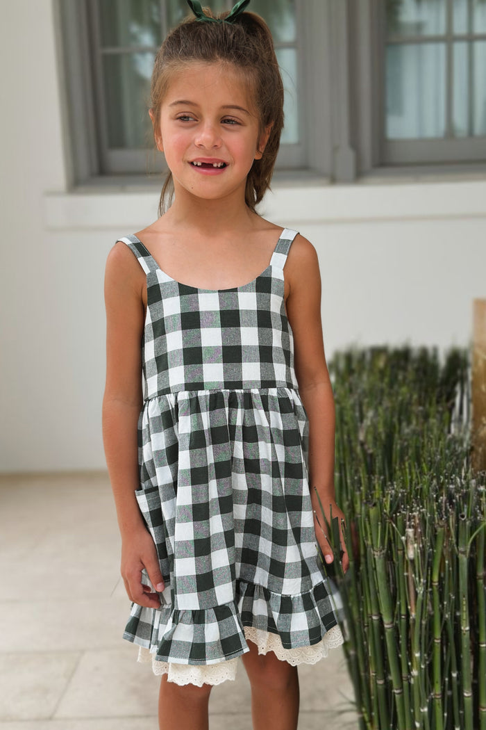 SS Girl's Dress Tilly Pocket Dress (forest checkered)