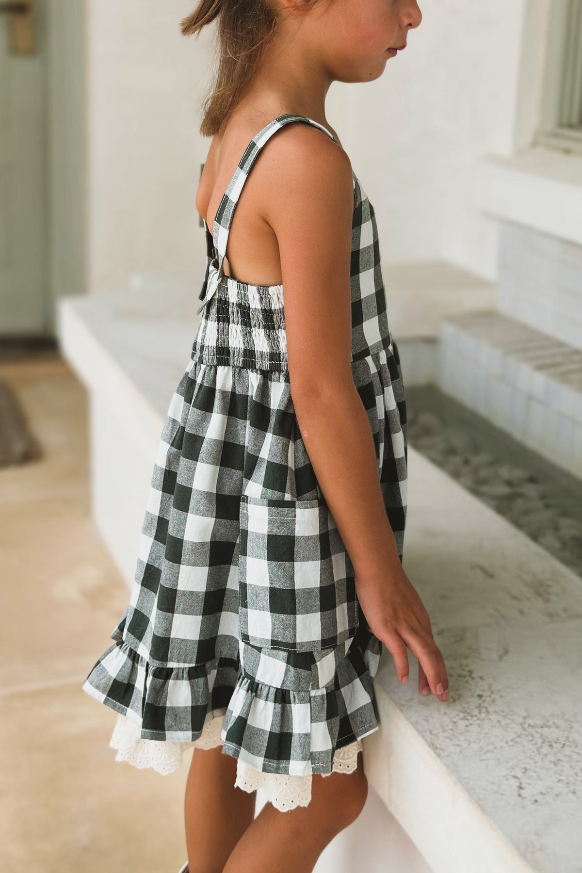 SS Girl's Dress Tilly Pocket Dress (forest checkered)