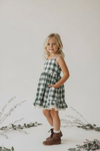 SS Girl's Dress Tilly Pocket Dress (forest checkered)
