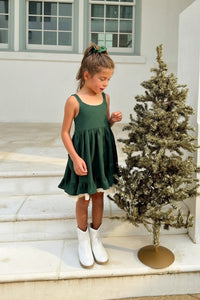SS Girl's Dress Tilly Pocket Dress (forest linen)