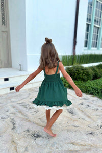 SS Girl's Dress Tilly Pocket Dress (forest linen)
