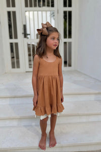 SS Girl's Dress Tilly Pocket Dress (mocha linen)